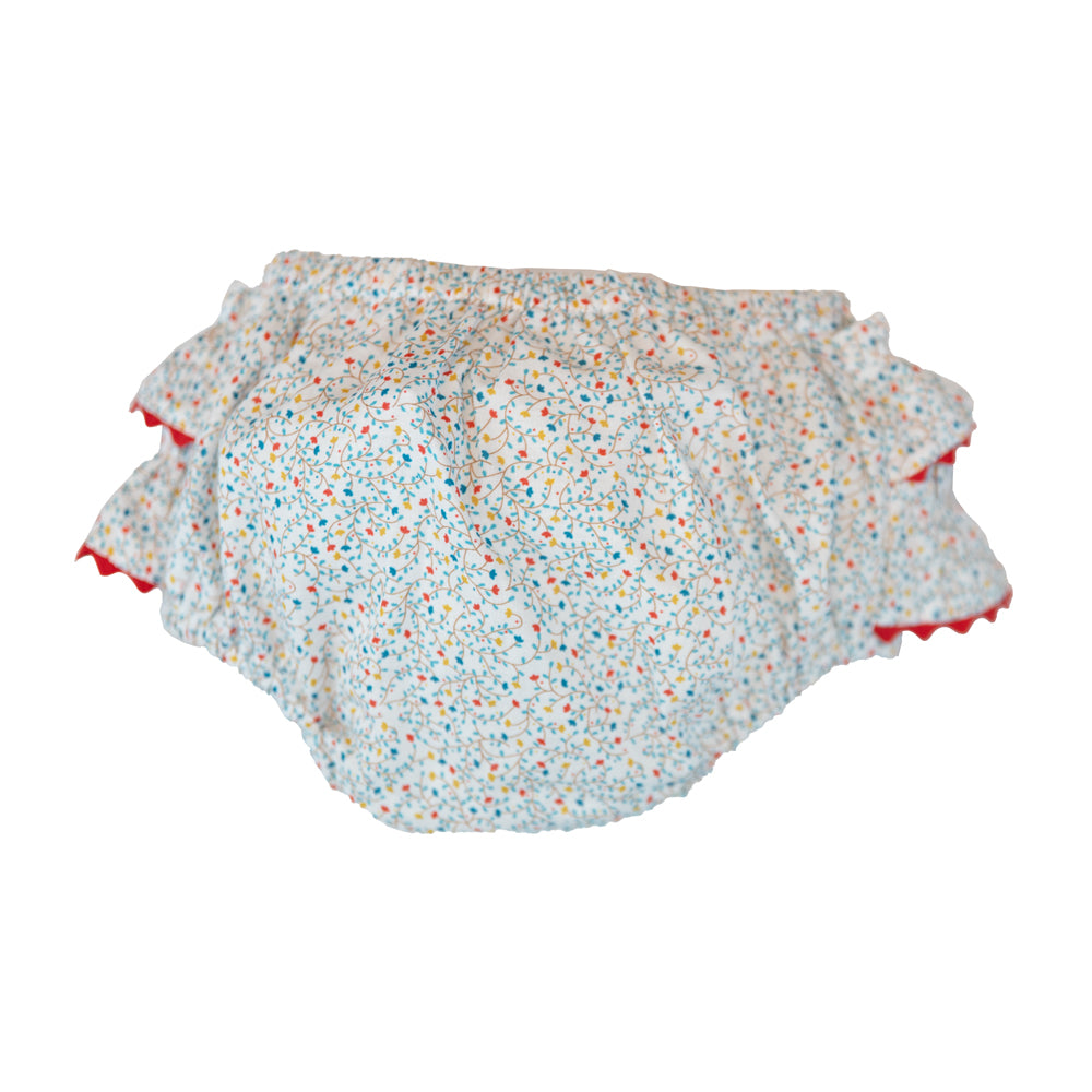 Baby Red & Sapphire Floral Frilly Bloomers