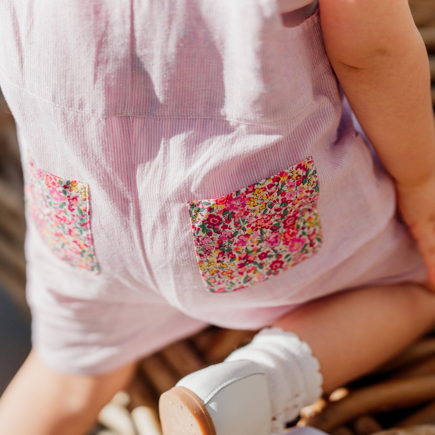 Baby Candy Stripe Linen Dungarees