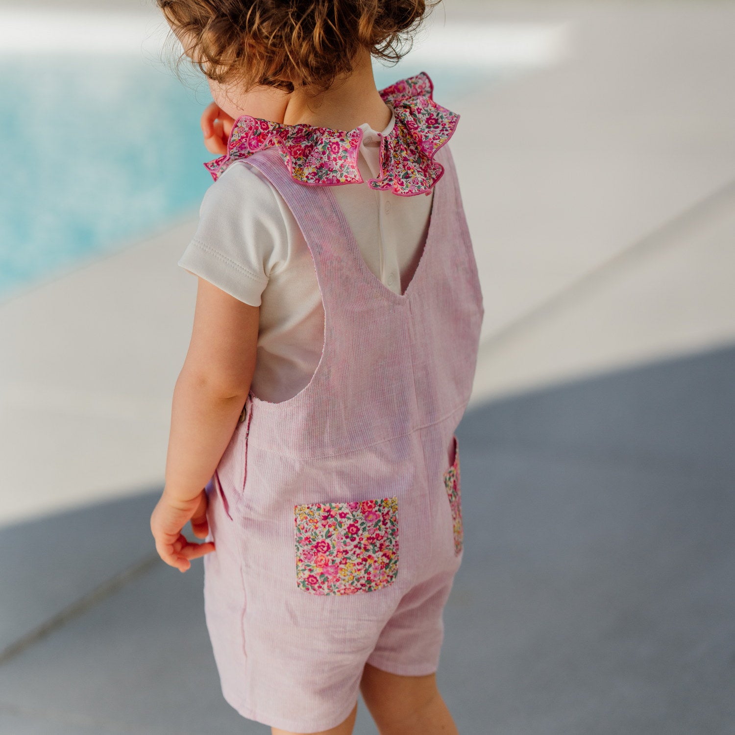 Baby Candy Stripe Linen Dungarees