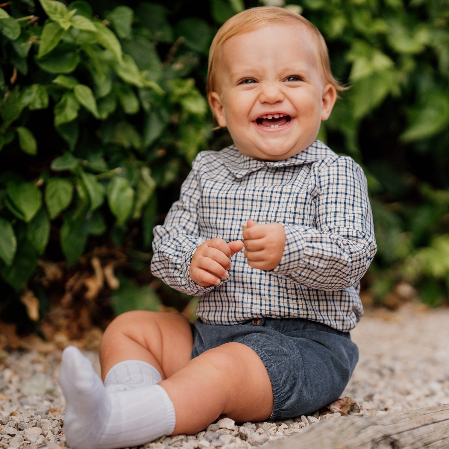 Baby Navy & Chestnut Check Shirt