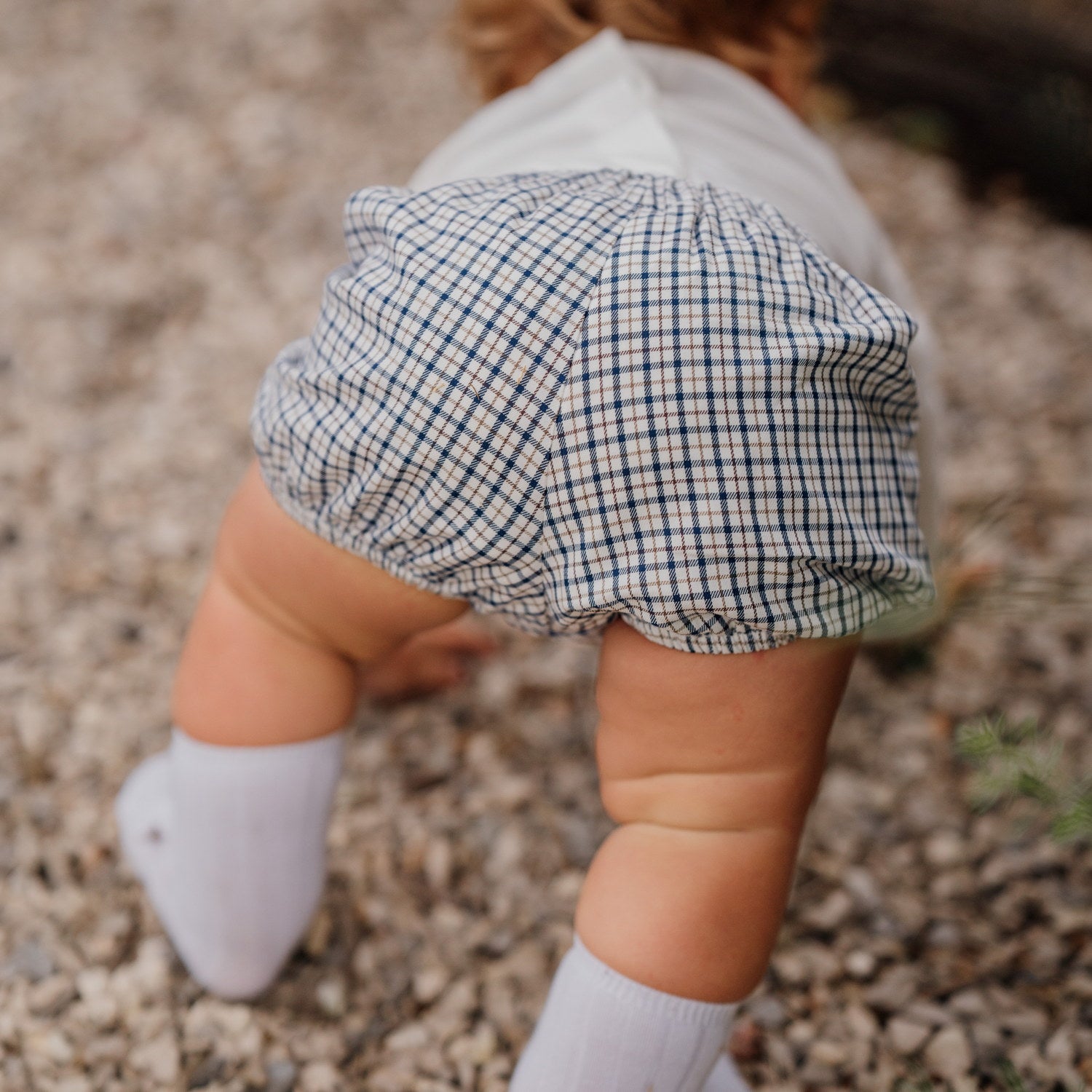 Baby Navy & Chestnut Check Bloomers