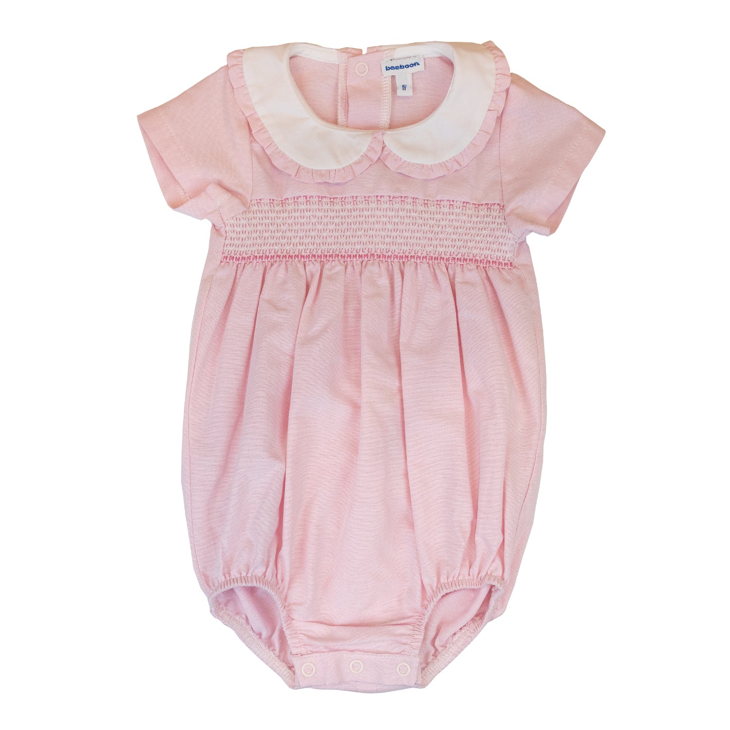 Baby Light Pink Oxford Hand Smocked Romper
