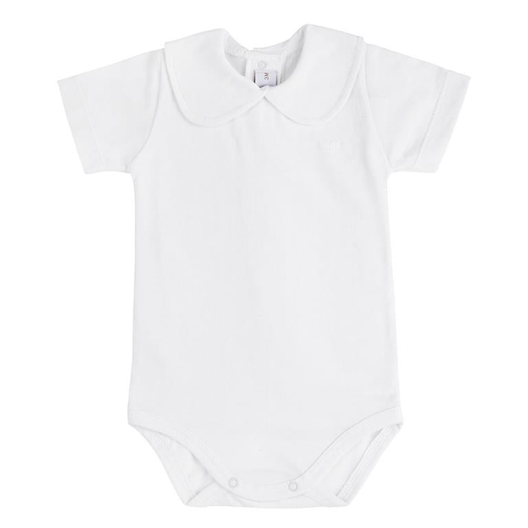 Condor Short Sleeve Bodysuit with Round Neck White