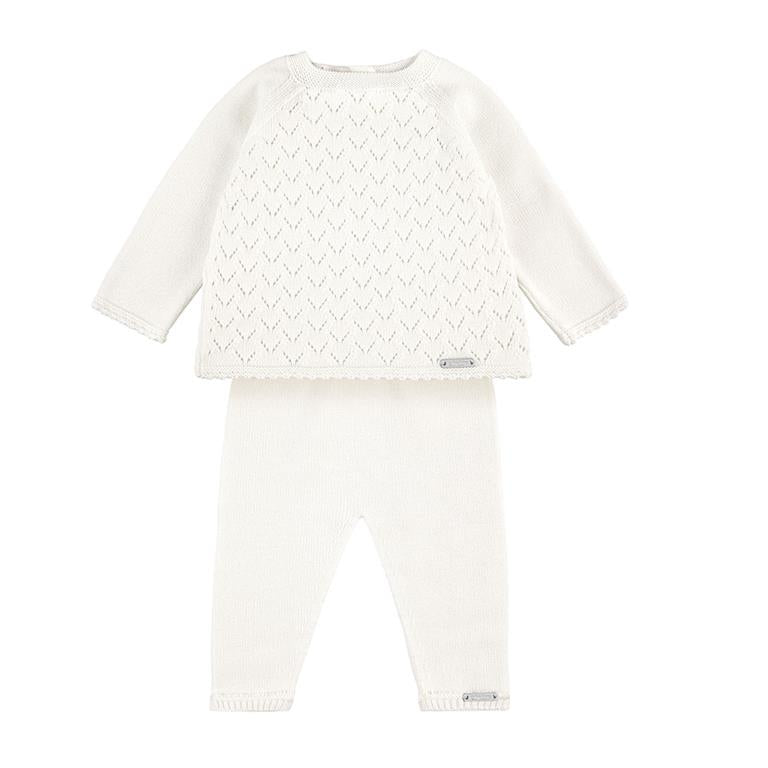 Condor Openwork Set Long Sleeved Sweater + Pants Cream