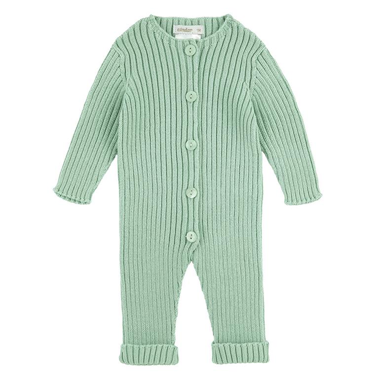 Condor Front Opening Ribbed Rompersuit Wasabi