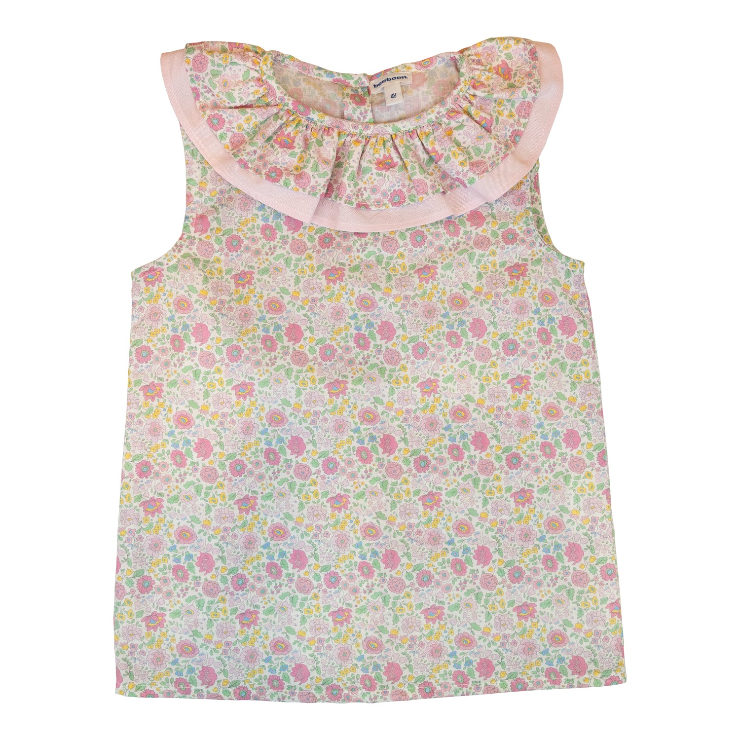 Girl Pink Floral Sleeveless Blouse