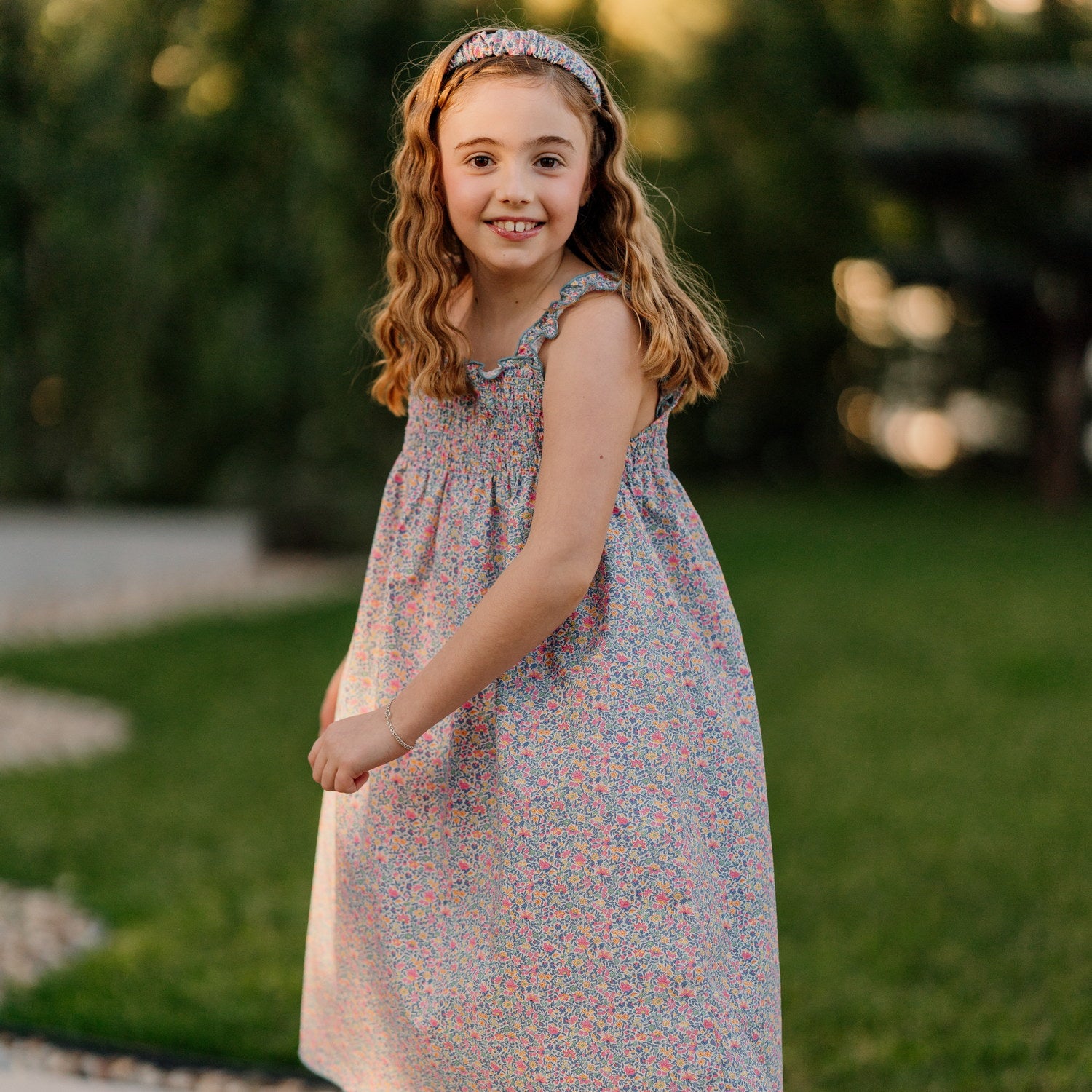 Girl Clarissa Liberty Smocked Strap Sundress