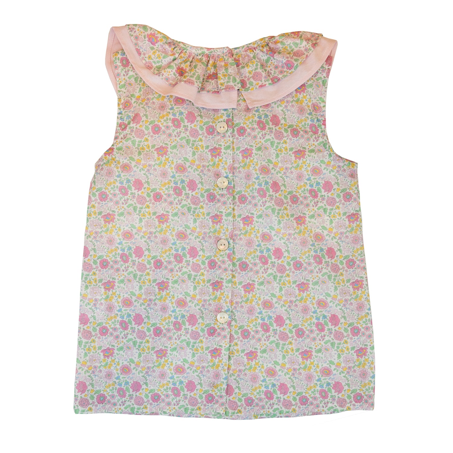 Girl Pink Floral Sleeveless Blouse