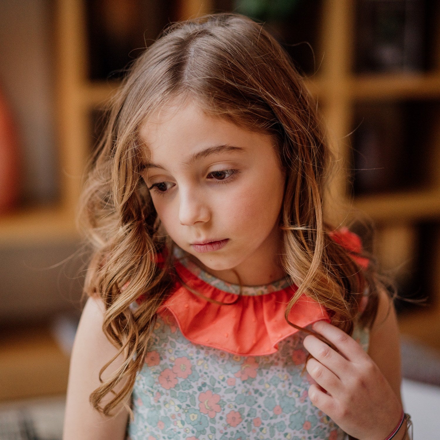 Girl Green & Coral Floral Dress
