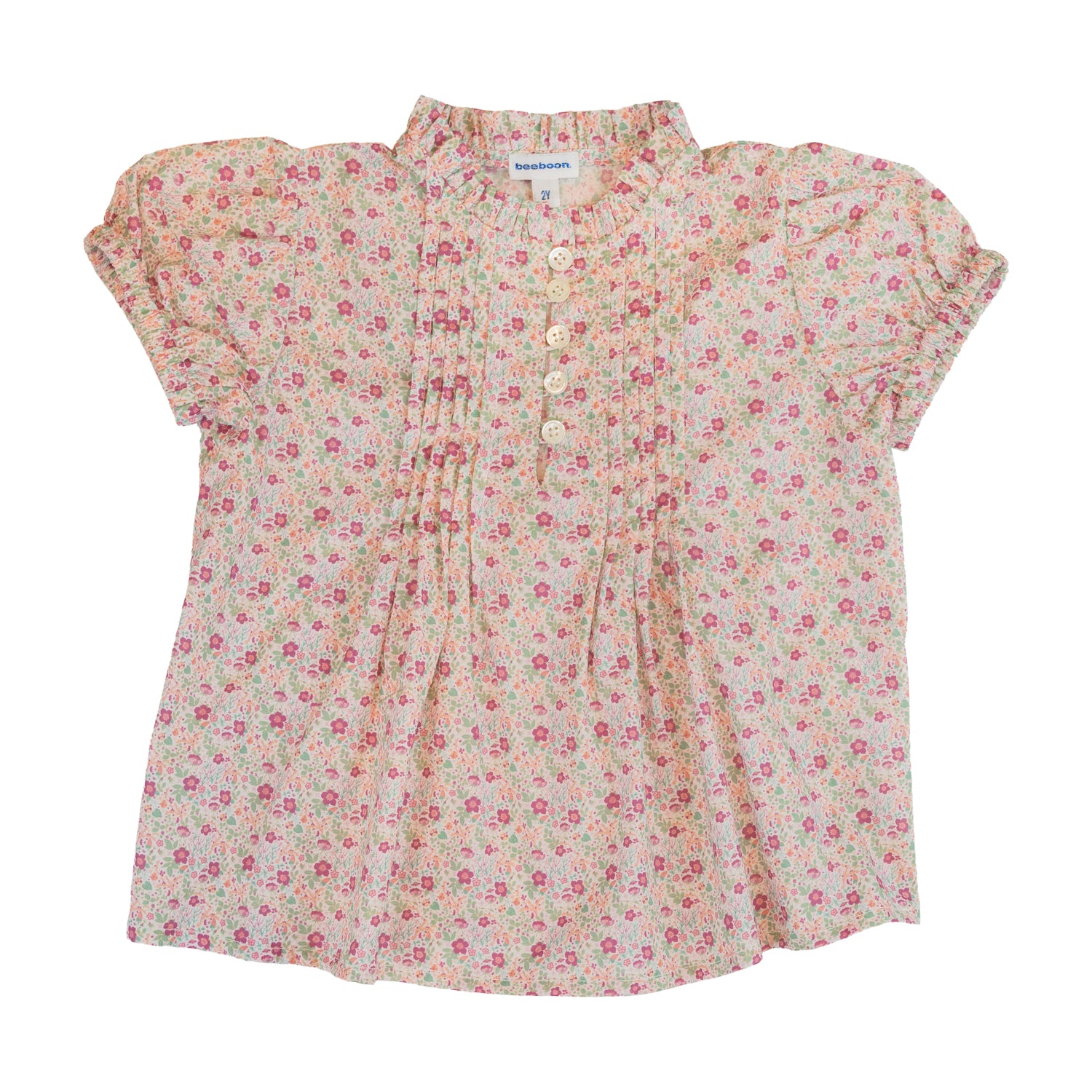 Girl Dusty Pink Floral Pleated Blouse