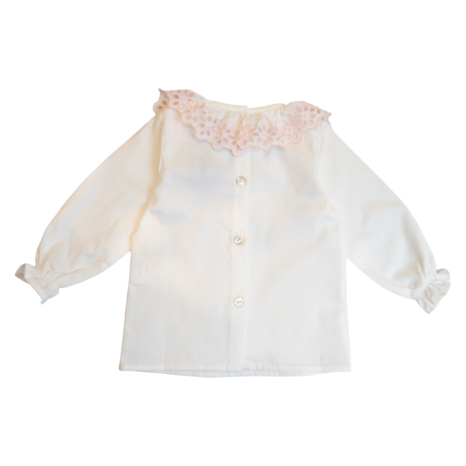 Girl White Blouse with Pink Embroidery