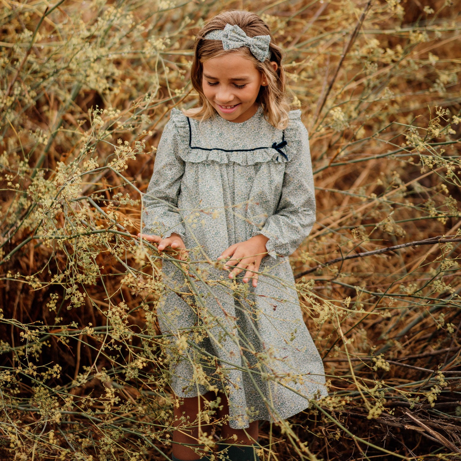Girl Katie & Millie Green Liberty Dress