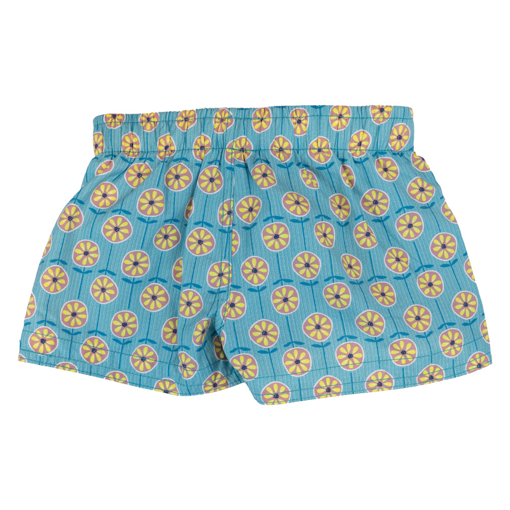 Dad Coral & Yellow Flowers Swim Shorts