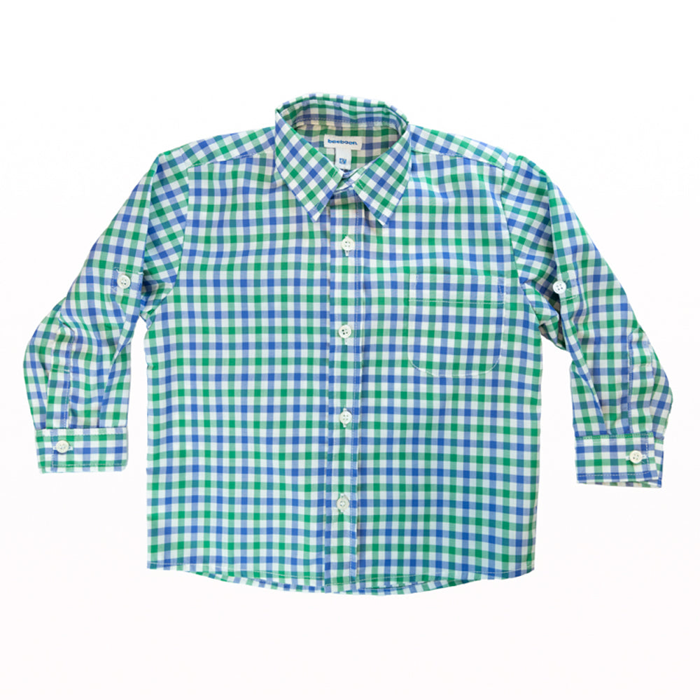 Boy Blue & Green Gingham Shirt