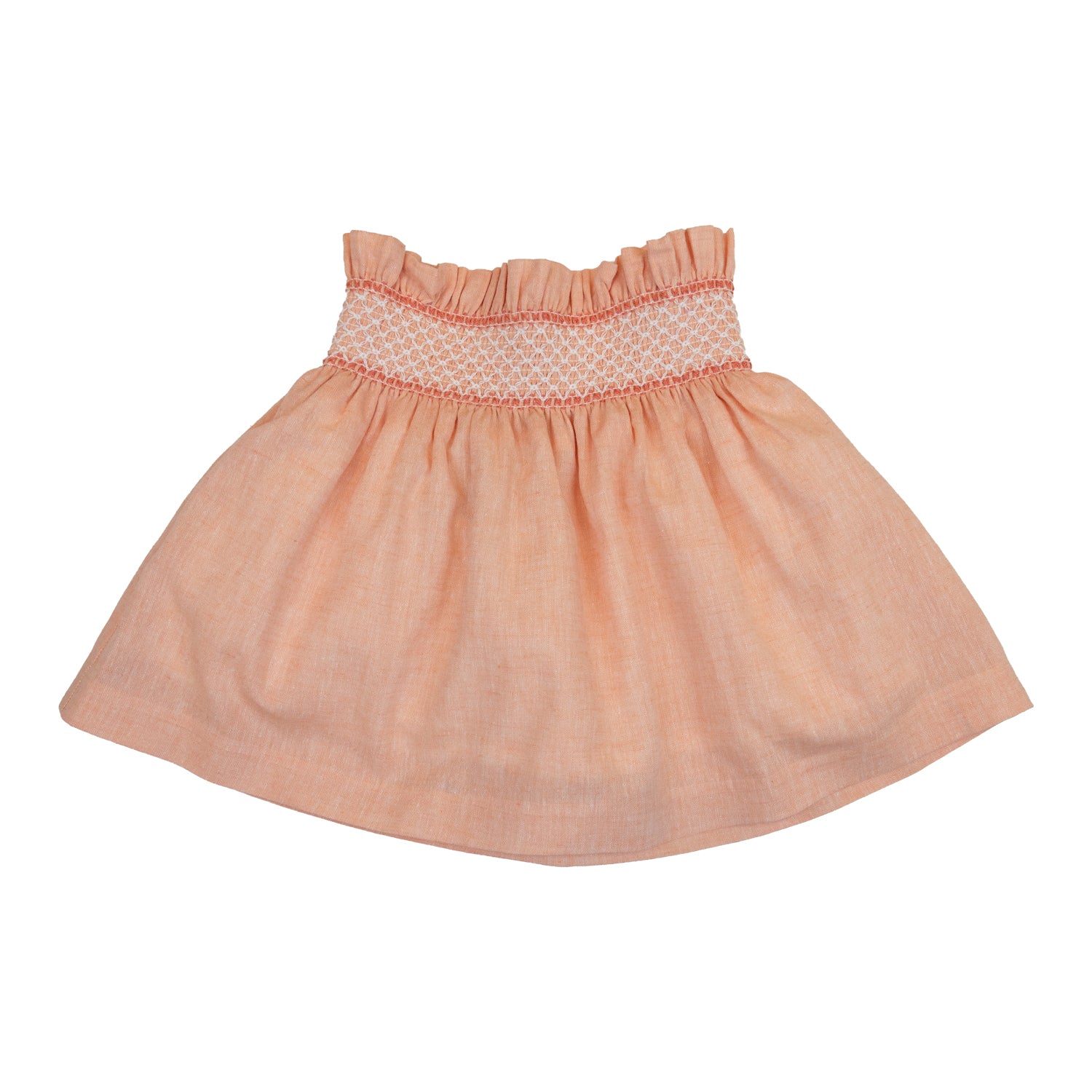 Girl Apricot Sand Linen Hand Smocked Skirt