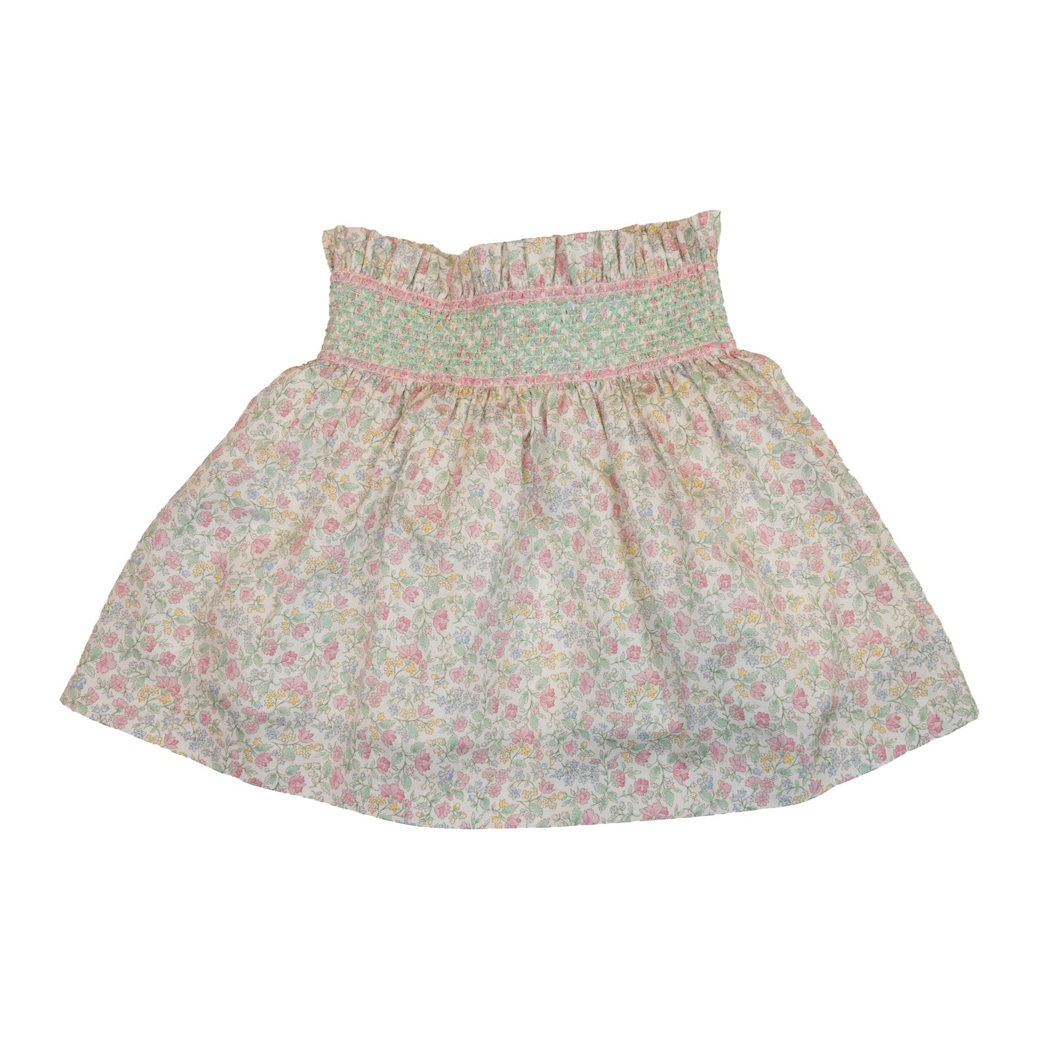 Girl Rosebud Green Hand Smocked Skirt
