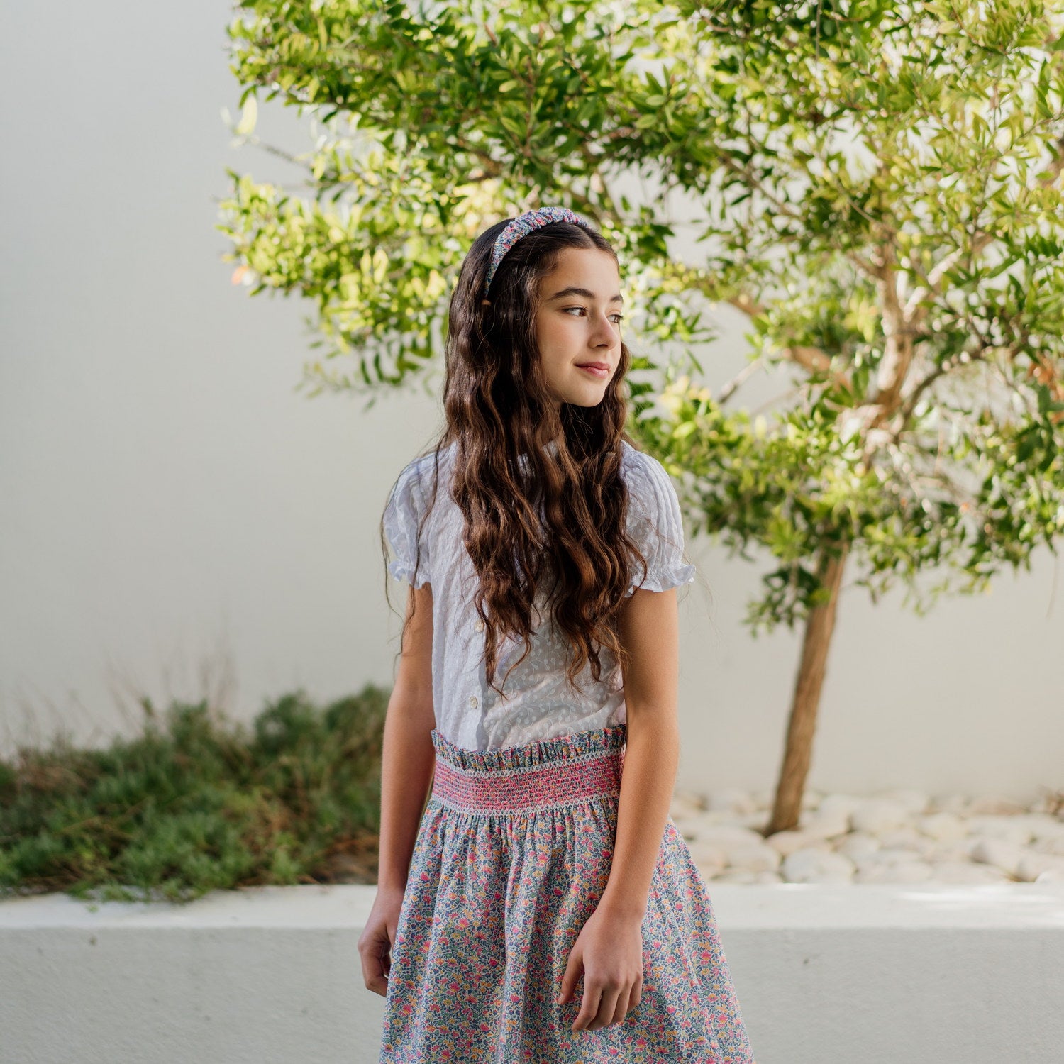 Girl Clarissa Liberty Hand Smocked Skirt