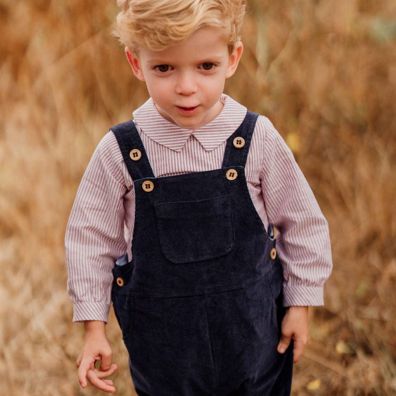 Baby Navy Whisper Cord Dungarees
