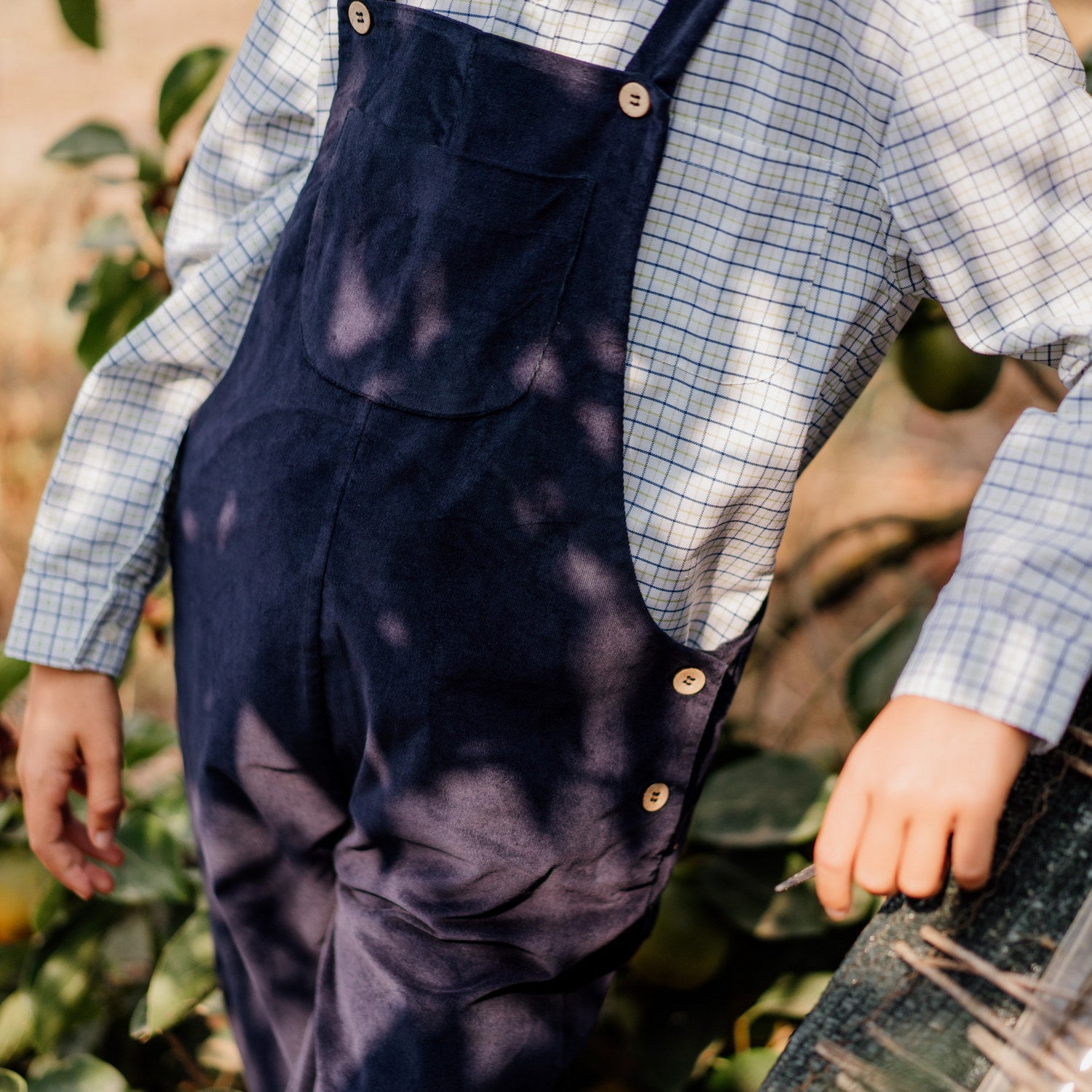 Boy Navy Whisper Cord Dungarees