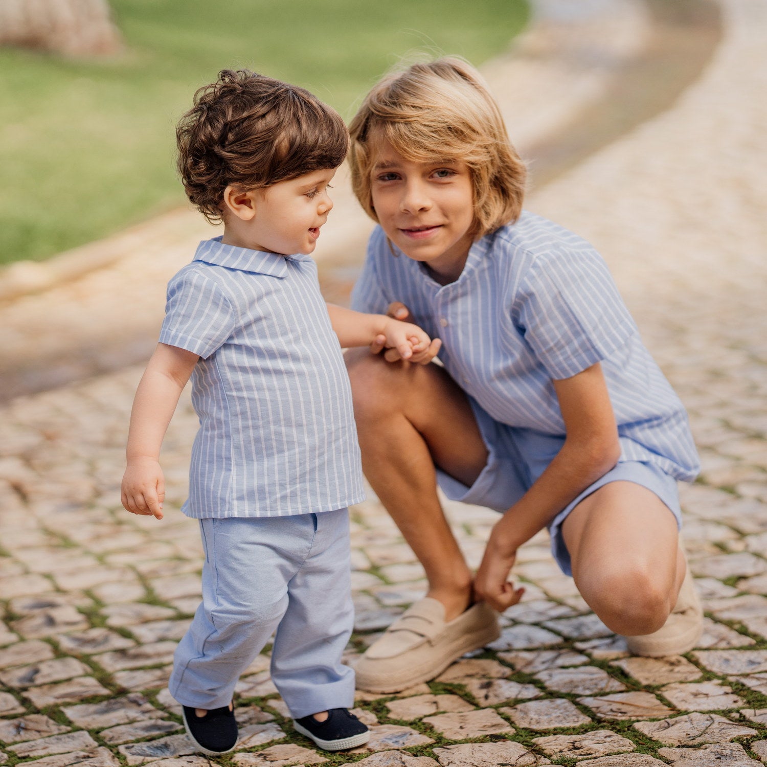 Baby Light Blue & White Stripe Linen Shirt
