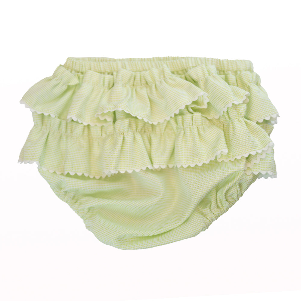 Baby Light Green Pique Frilly Bloomers