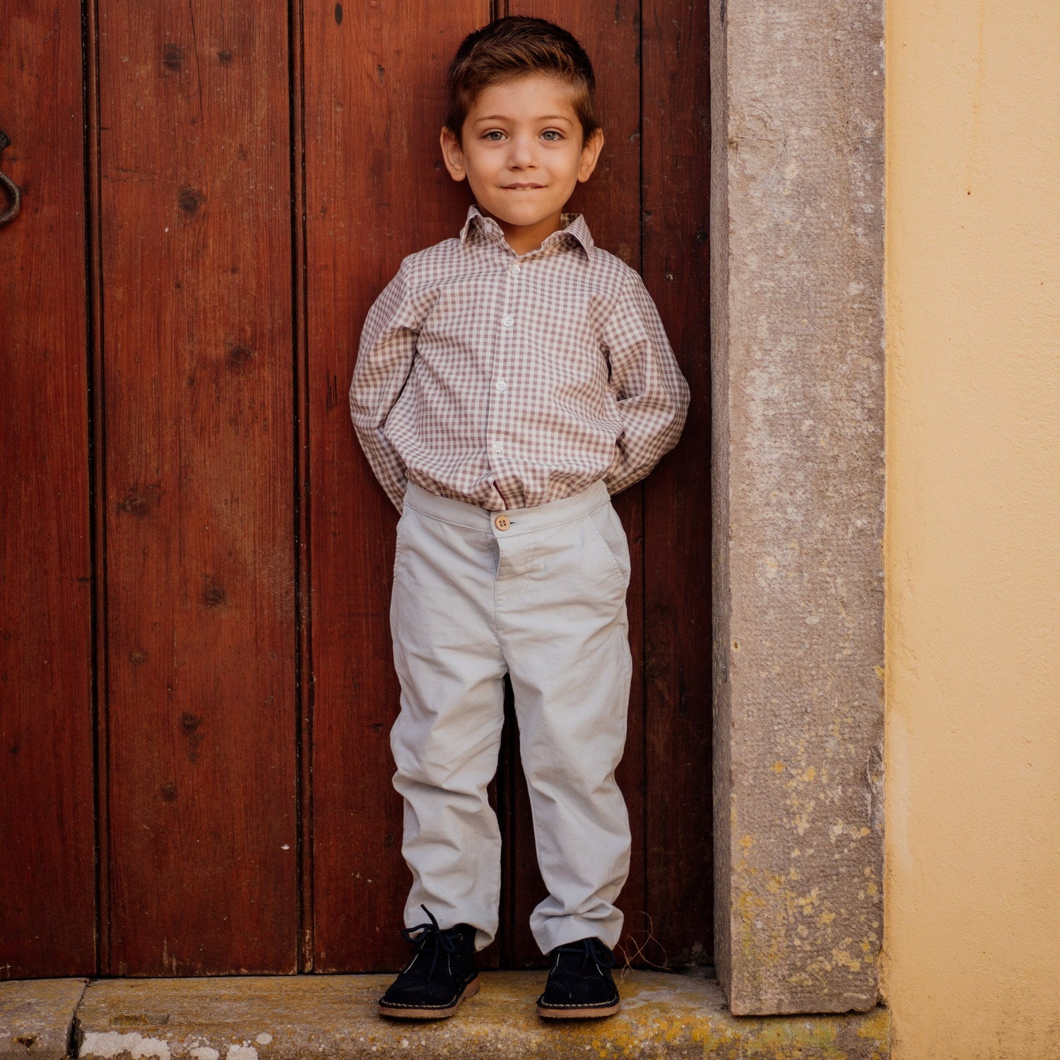 Boy Almond Gingham Shirt
