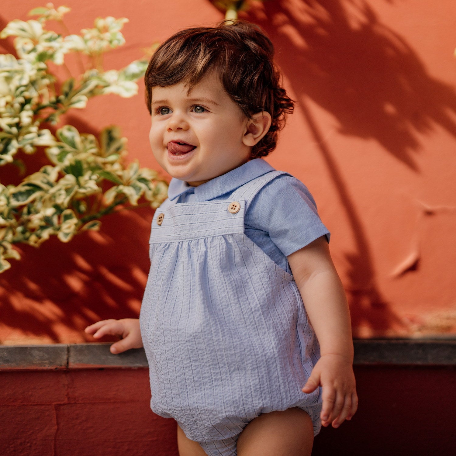 Baby Blue Stripe Seersucker Romper