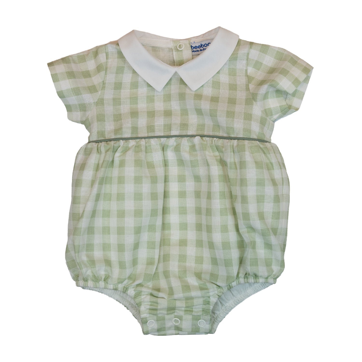 Baby Sage Gingham Linen Romper