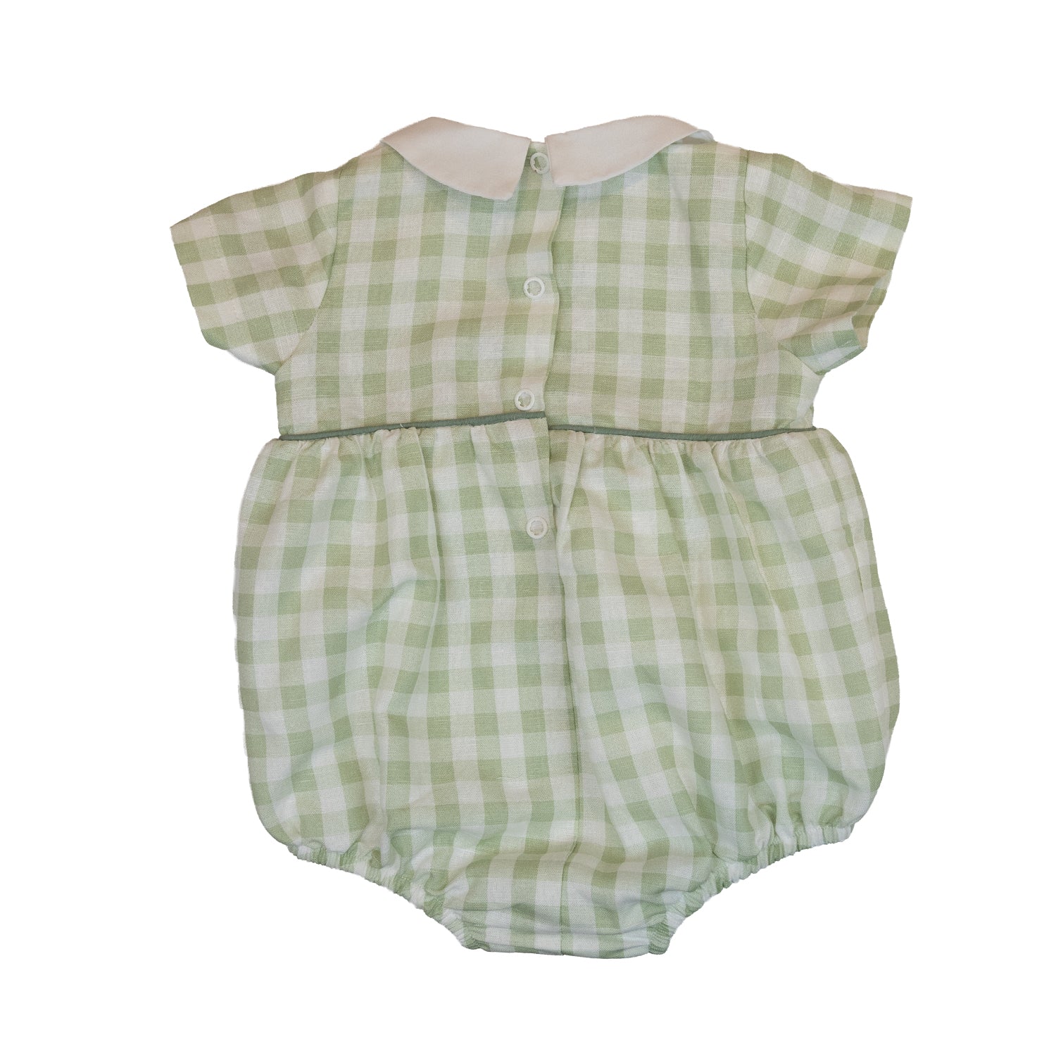 Baby Sage Gingham Linen Romper