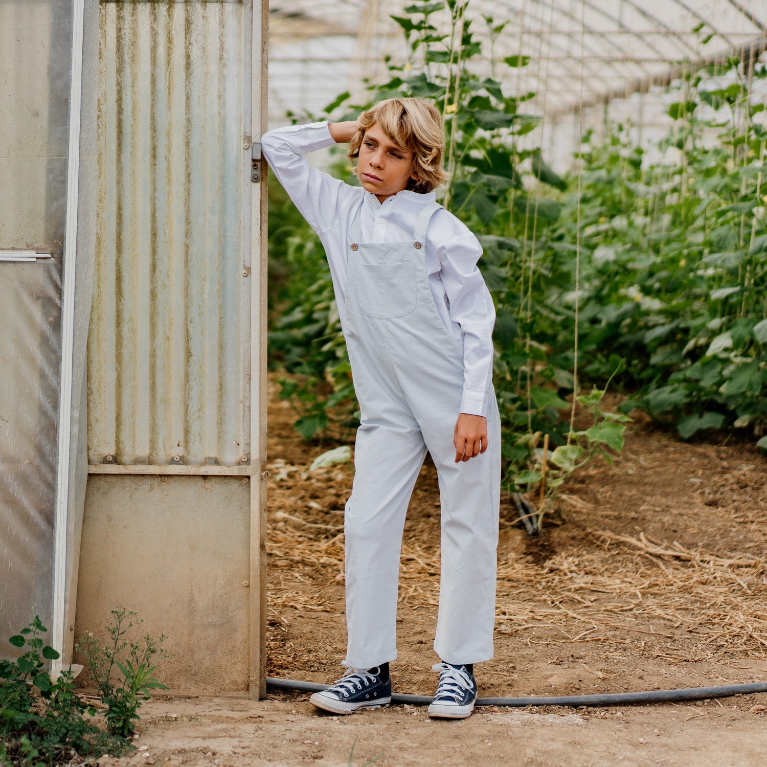 Boy Powder Blue Cord Dungarees