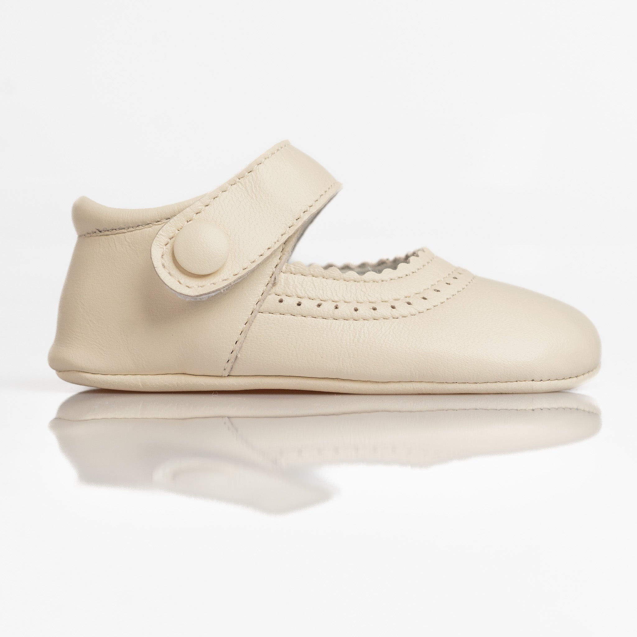 Baby Ivory Leather Mary Jane Pram Shoes