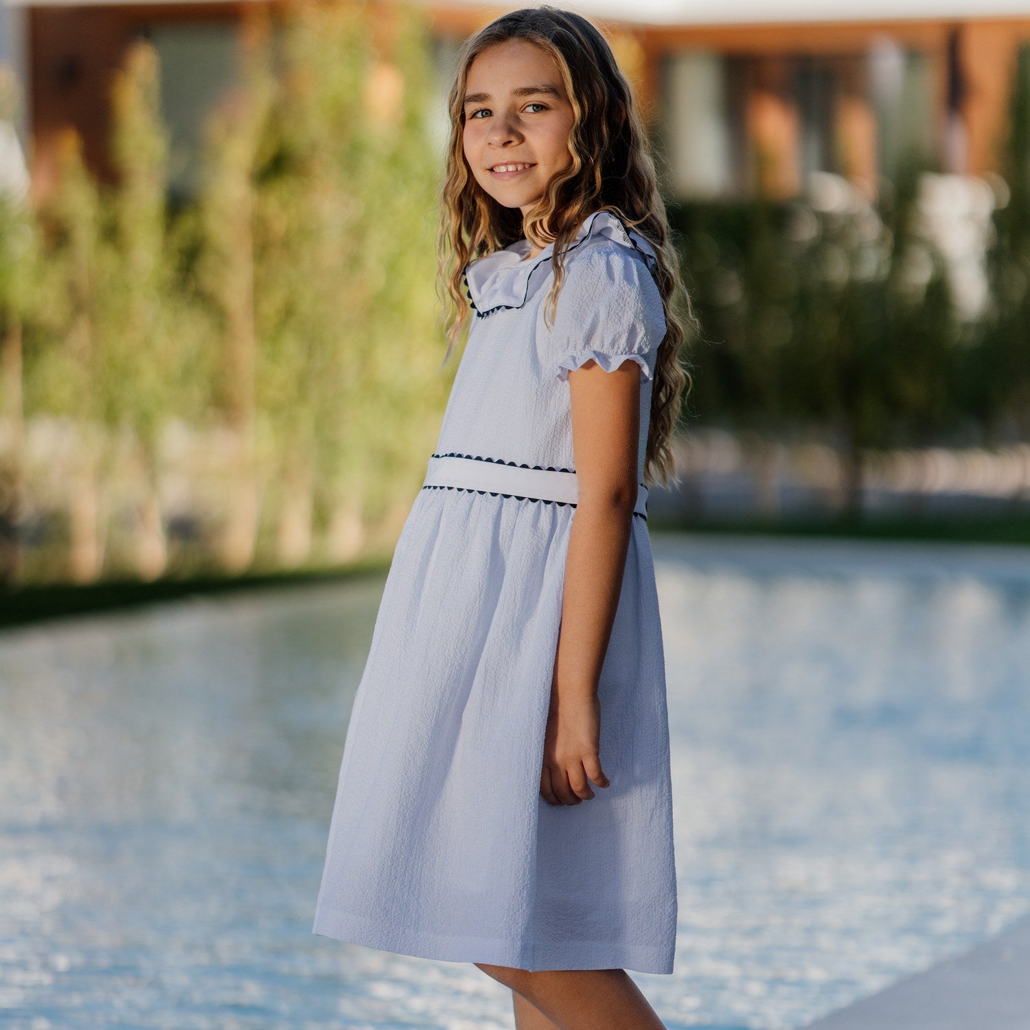 Girl Little Sailor Seersucker Dress