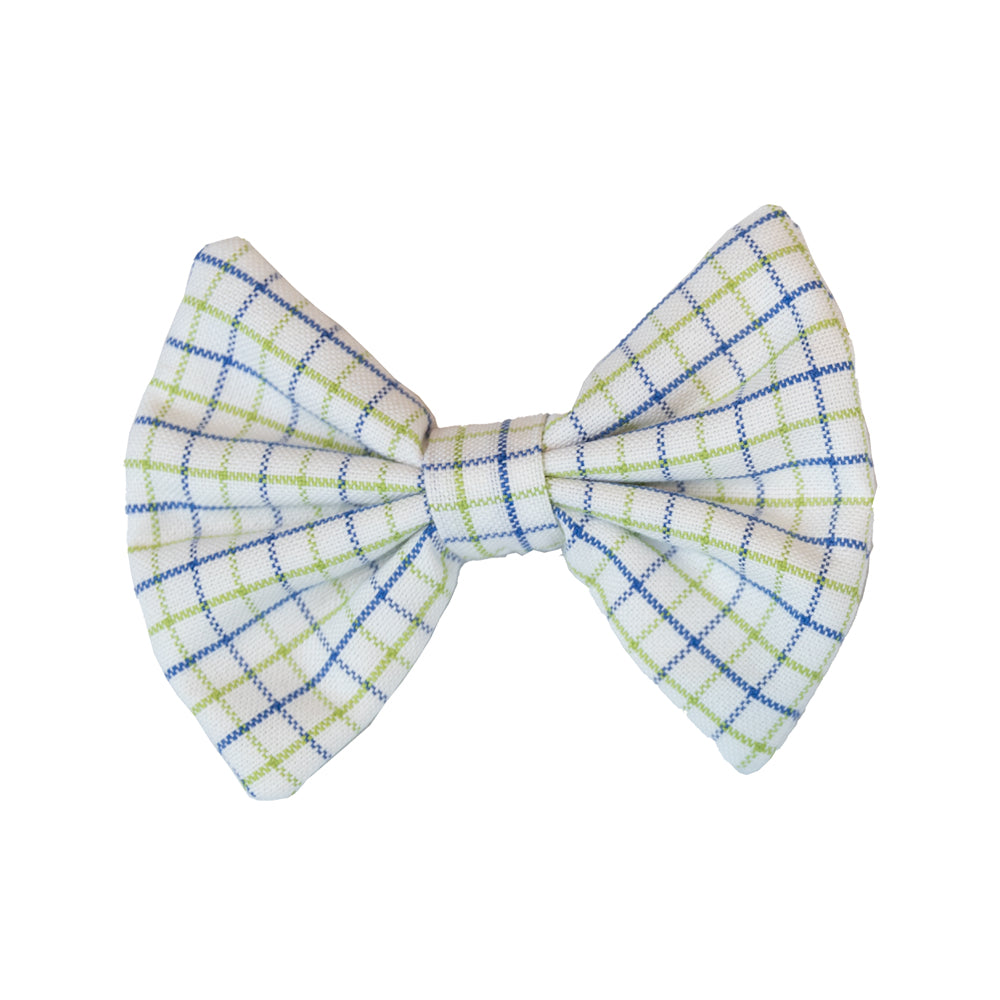 Green & Blue Check Bow
