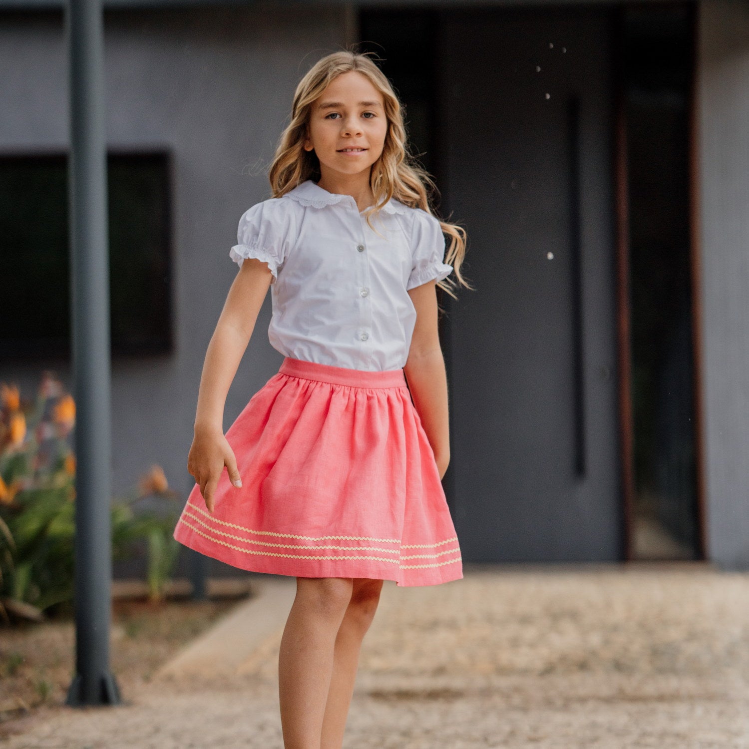 Girl Strawberry Linen Skirt