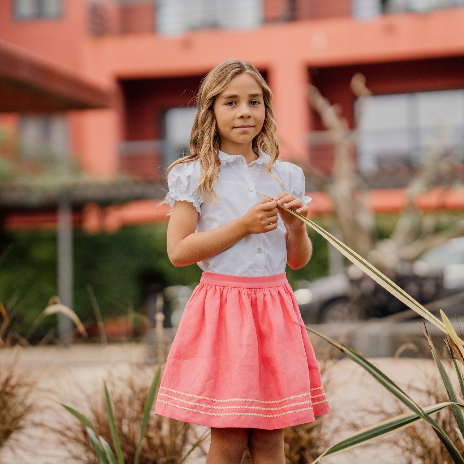Girl Strawberry Linen Skirt