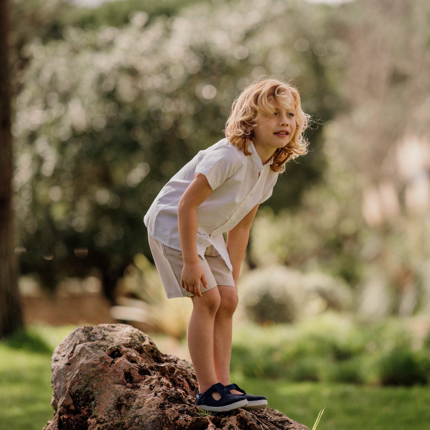 Boy Khaki Linen Shorts