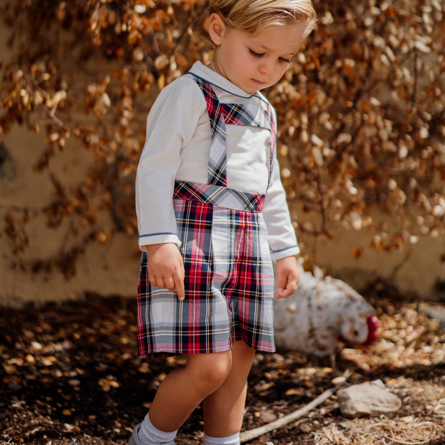 Baby Winterberry Tartan Shorts with Braces