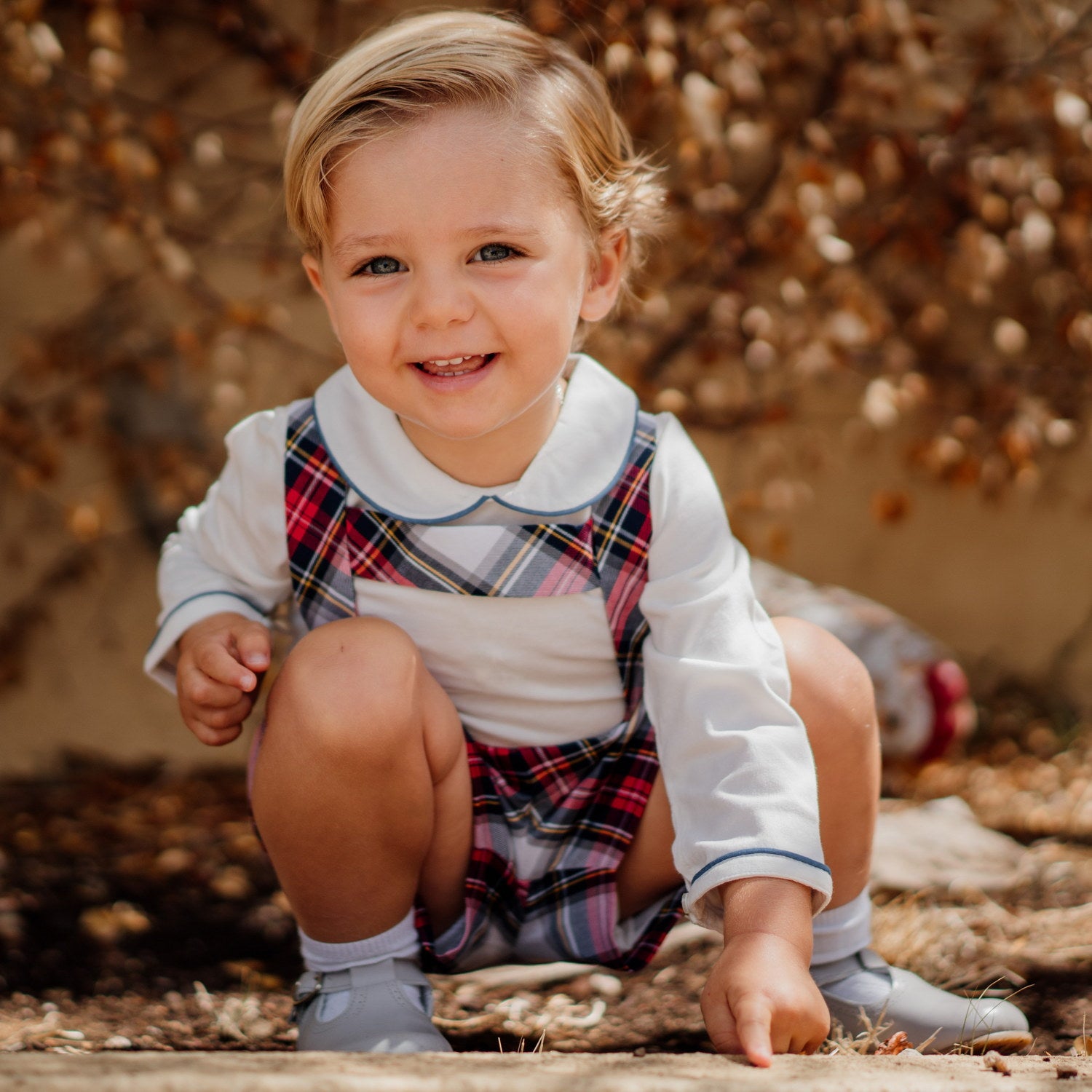 Baby Winterberry Tartan Shorts with Braces
