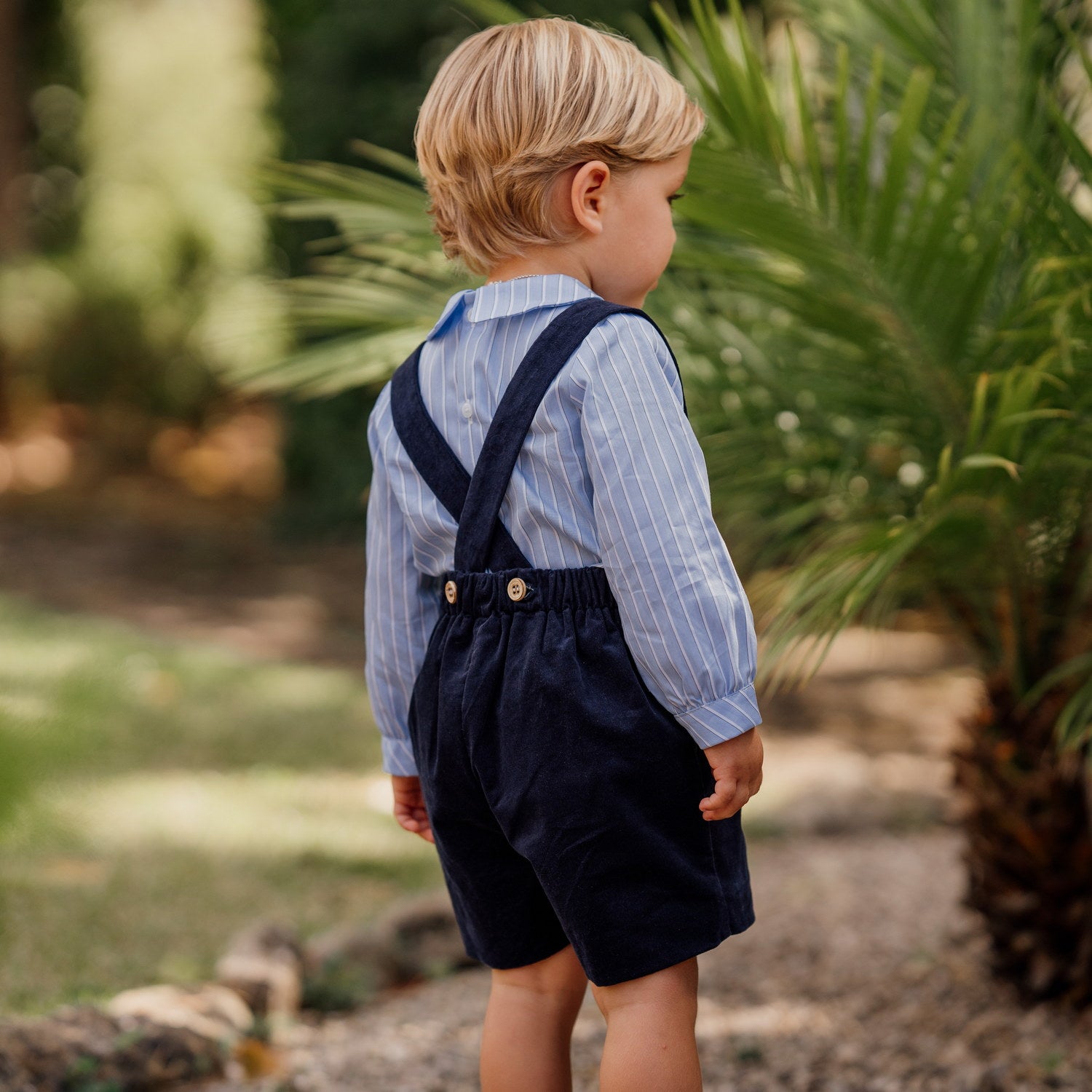 Baby Navy Whisper Cord Shorts with Braces