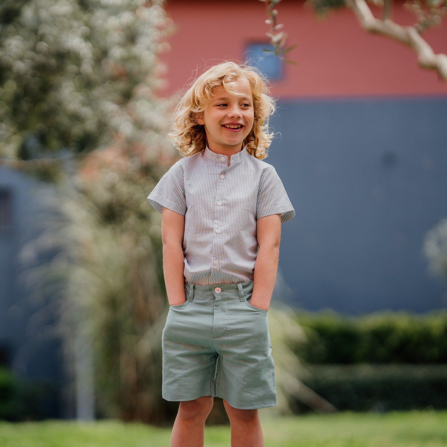 Boy Green Linen Shorts