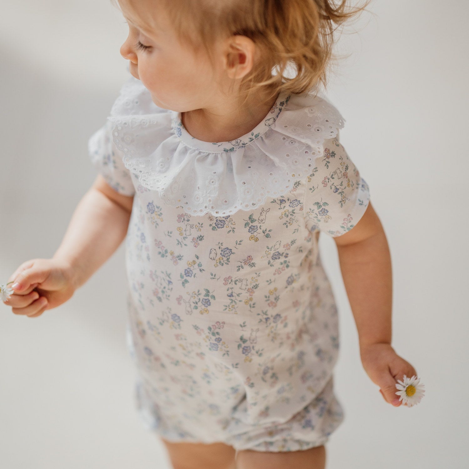 Baby White Bunnies Romper