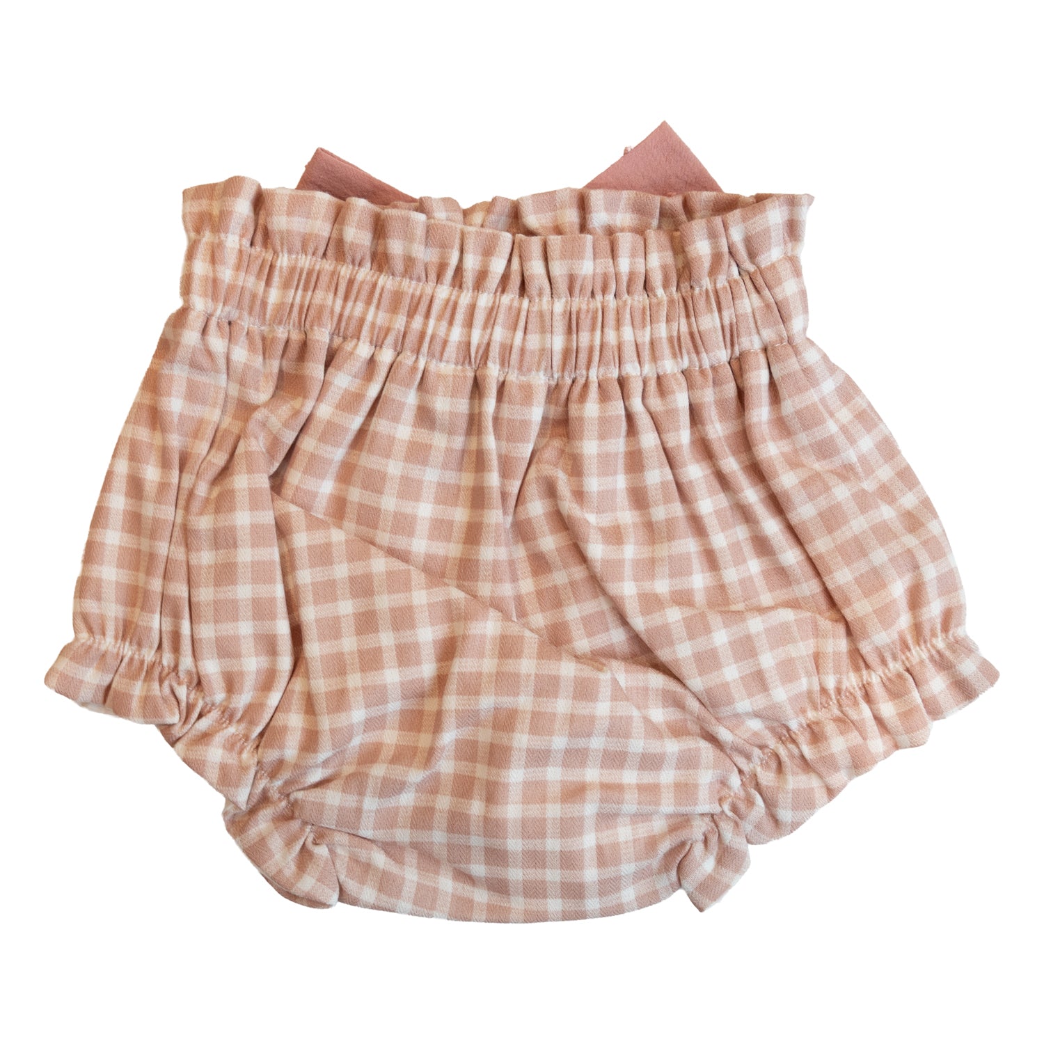 Baby Blush Pink Check Bow detail Bloomers