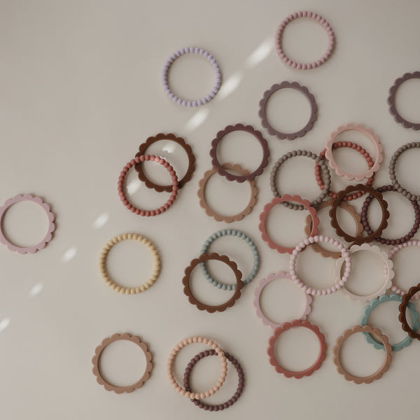 Mushie Silicone Pearl Teether Braceletes Berry/Marigold/Khaki