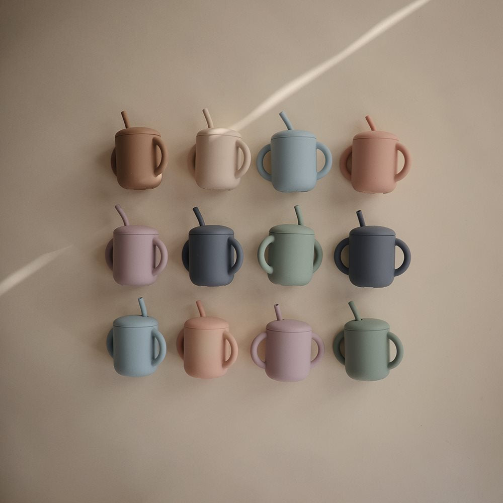 Mushie Silicone Training Cup + Straw Natural