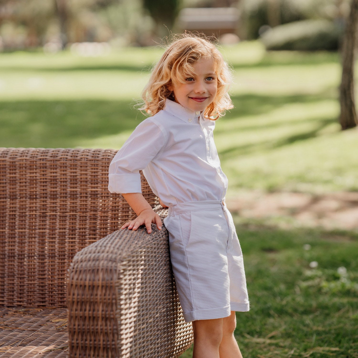 Boy Cream Stripe Seersucker Classic Shorts