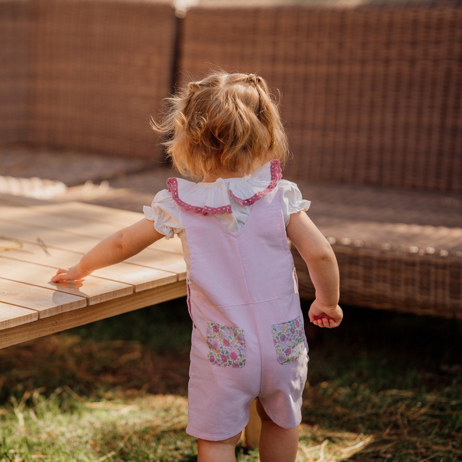 Baby Light Pink Oxford Dungarees