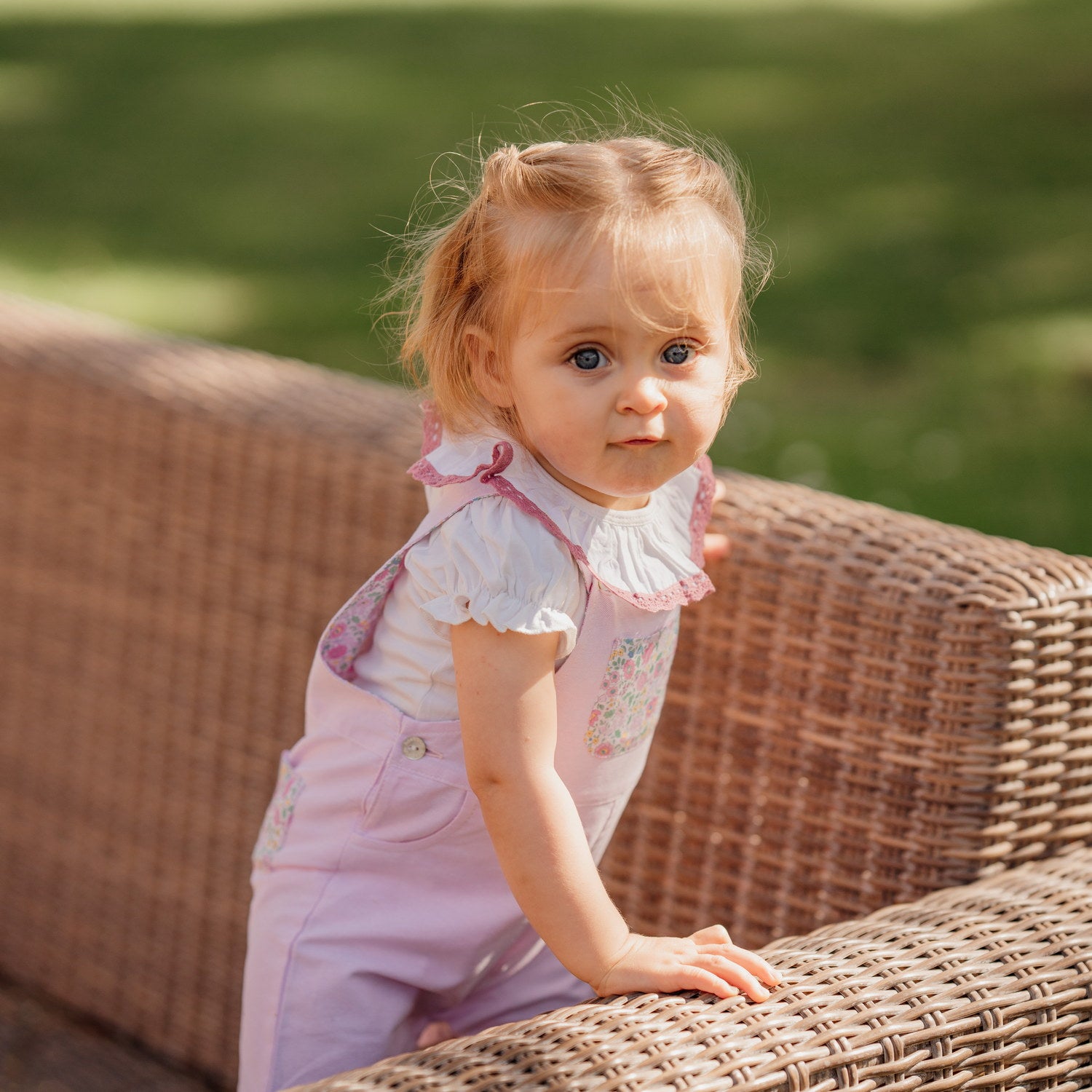 Baby Light Pink Oxford Dungarees