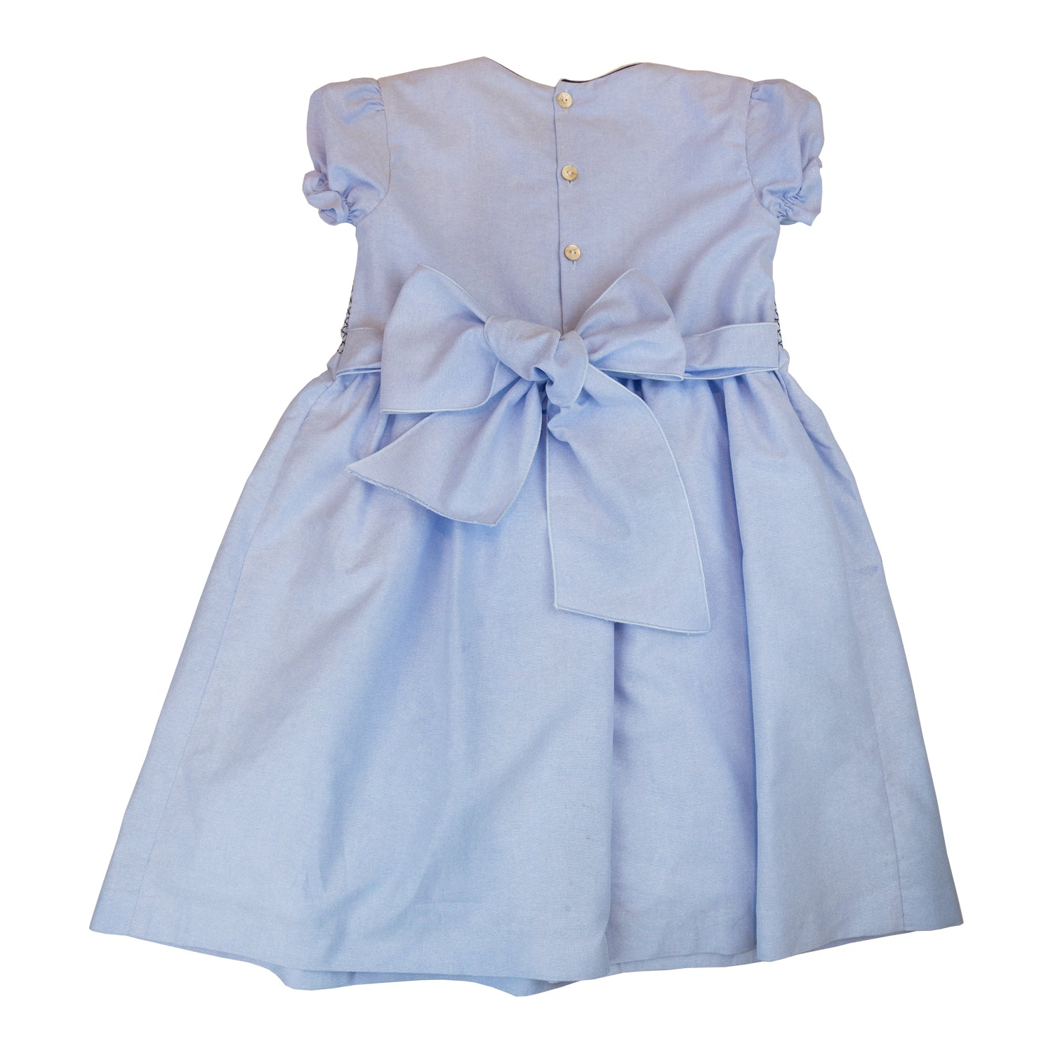 Girl Blue Oxford Hand Smocked Dress