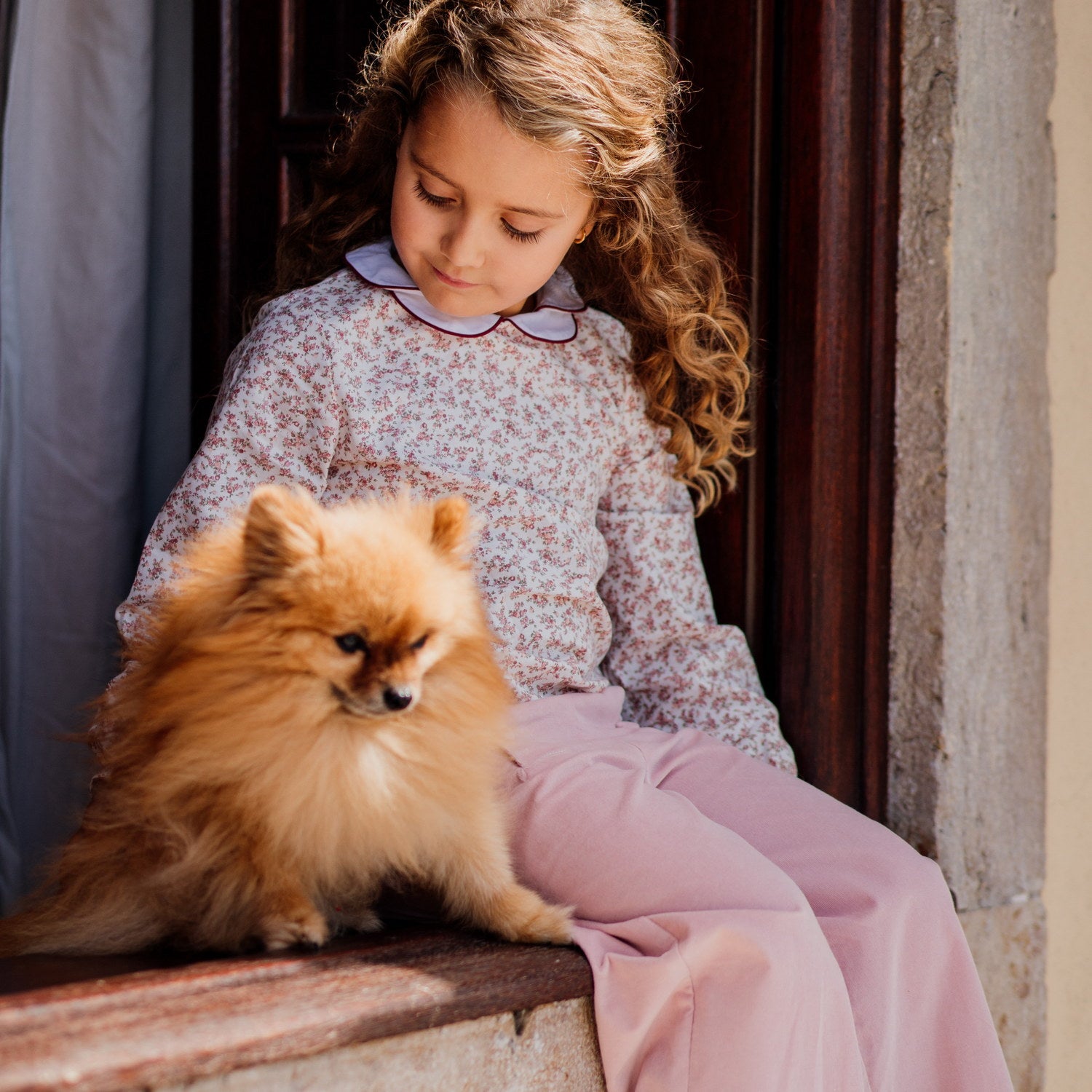 Girl Antique Rose Cord Trousers