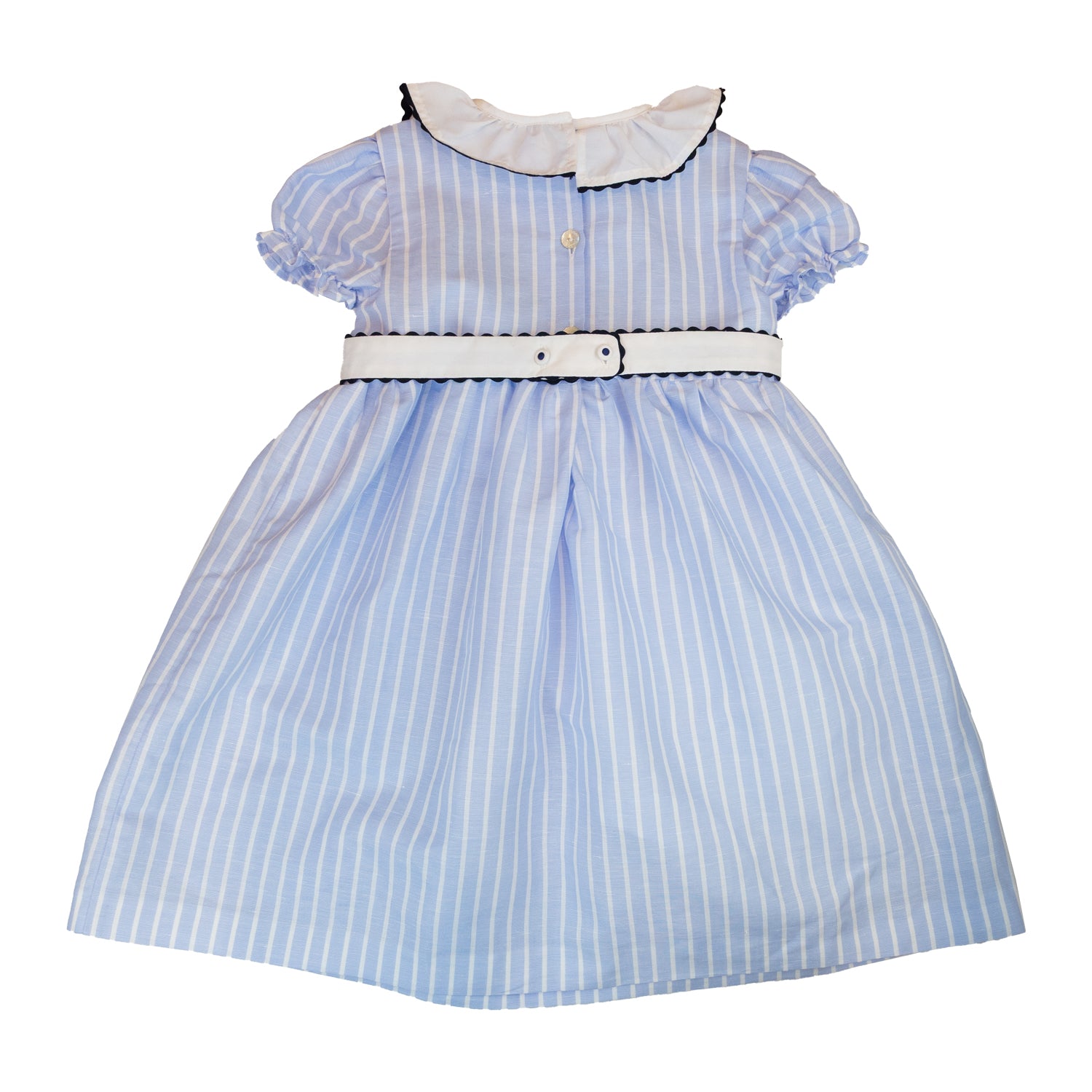 Girl Light Blue & White Stripe Linen Dress